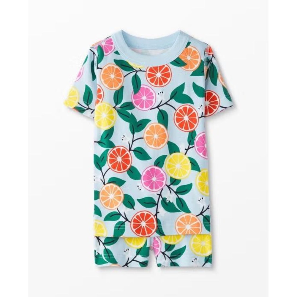 Hanna Andersson Short John Pajama Set Size 14 Sweet Citrus Organic Cotton 160cm